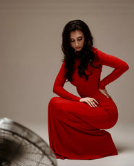 DIANA MAXI BALIKÇI YAKA ELBİSE - KIRMIZI