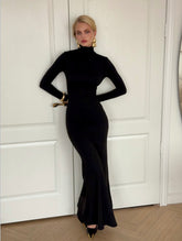 DIANA MAXI BALIKÇI YAKA ELBİSE - SİYAH