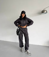 LAYLA MÜCEVHER DETAYLI EŞOFMAN TAKIMI - ANTRASİT