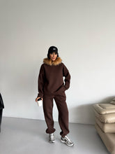 PAMELA KÜRKLÜ EŞOFMAN TAKIMI - KAHVERENGİ