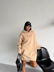 SWEAT ELBİSE - BEJ