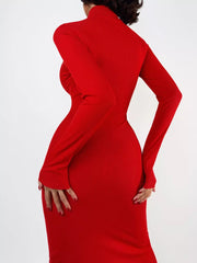 DIANA MAXI BALIKÇI YAKA ELBİSE - KIRMIZI