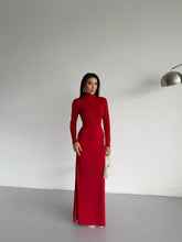 DIANA MAXI BALIKÇI YAKA ELBİSE - KIRMIZI