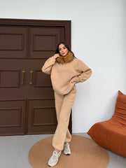 PAMELA KÜRKLÜ EŞOFMAN TAKIMI - BEJ