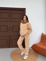 PAMELA KÜRKLÜ EŞOFMAN TAKIMI - BEJ