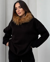 Kürklü Sweat - Siyah