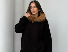 Kürklü Sweat - Siyah