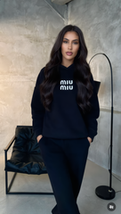 Baskılı %100 Pamuk Kumaş Siyah Eşofman Takımı