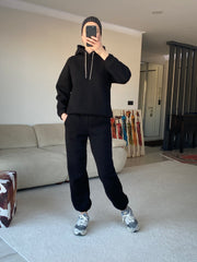 LAYLA MÜCEVHERLİ EŞOFMAN TAKIMI - SİYAH