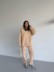 Kristal Kordon Detaylı Oversize Eşofman Takımı - Bej
