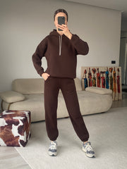 Layla Mücevher İpli Eşofman Takımı - Kahverengi