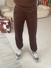 3 İplik Şardonlu Cepli Eşofman Altı - Kahverengi