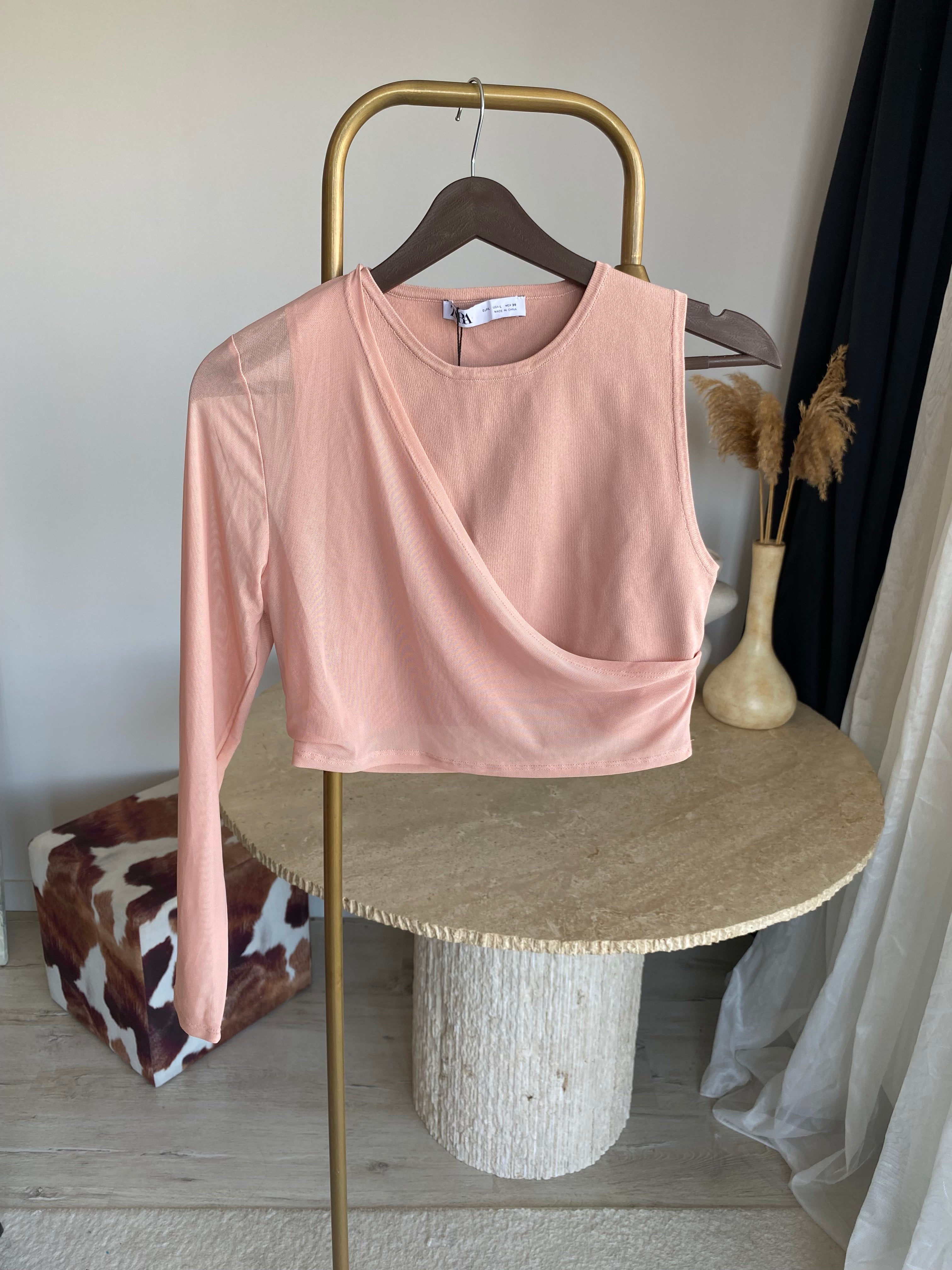 Z’RA Tül Mix Triko Crop Üst