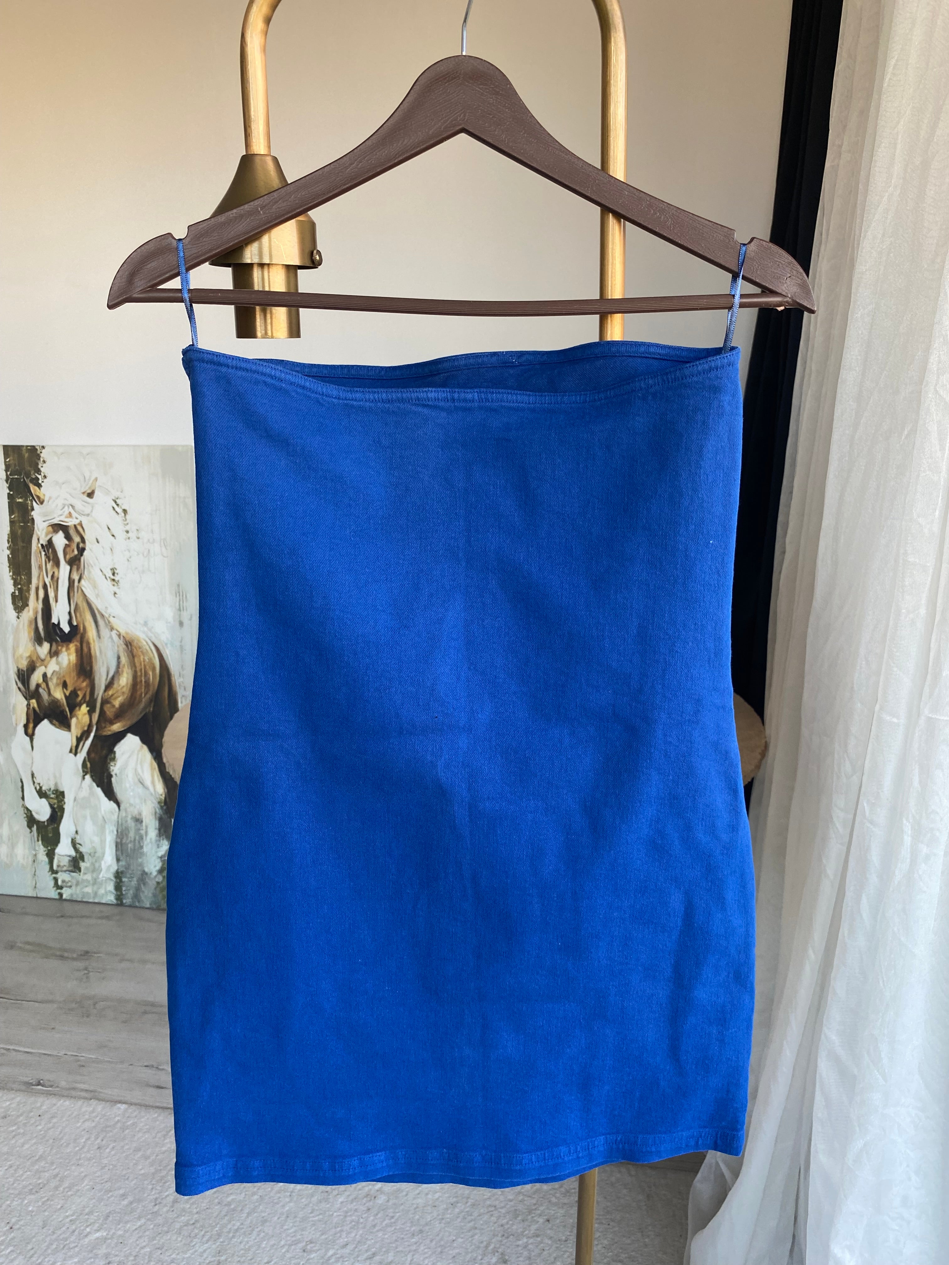Z’RA Straplez Denim Mini Elbise