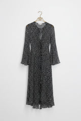 Midnight Dot: Bağcıklı Dekolteli Puantiyeli Tül Kimono