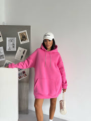 SWEAT ELBİSE - PEMBE