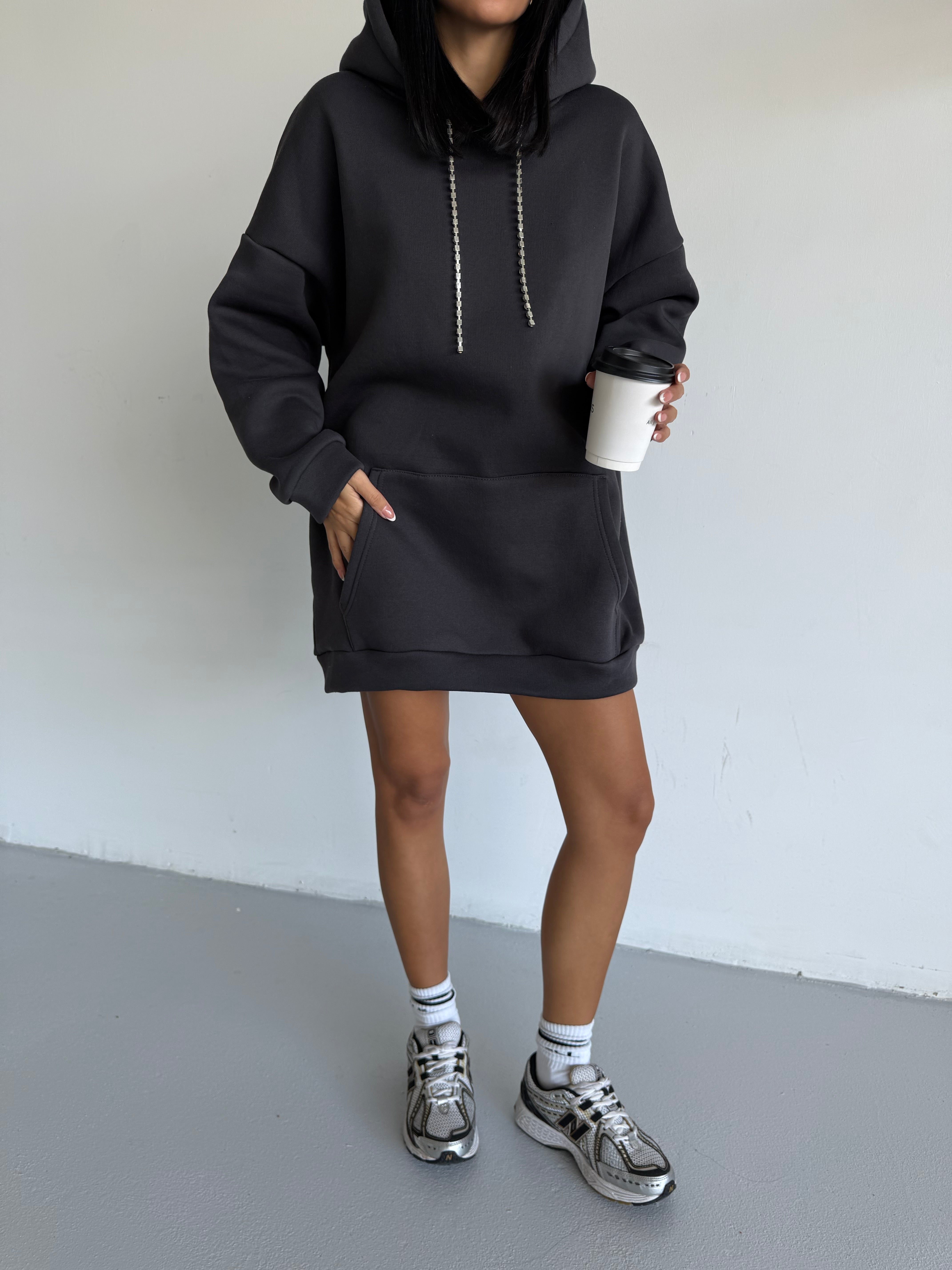 SWEAT ELBİSE -ANTRASİT