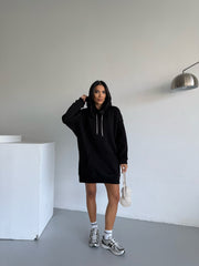 SWEAT ELBİSE - SİYAH