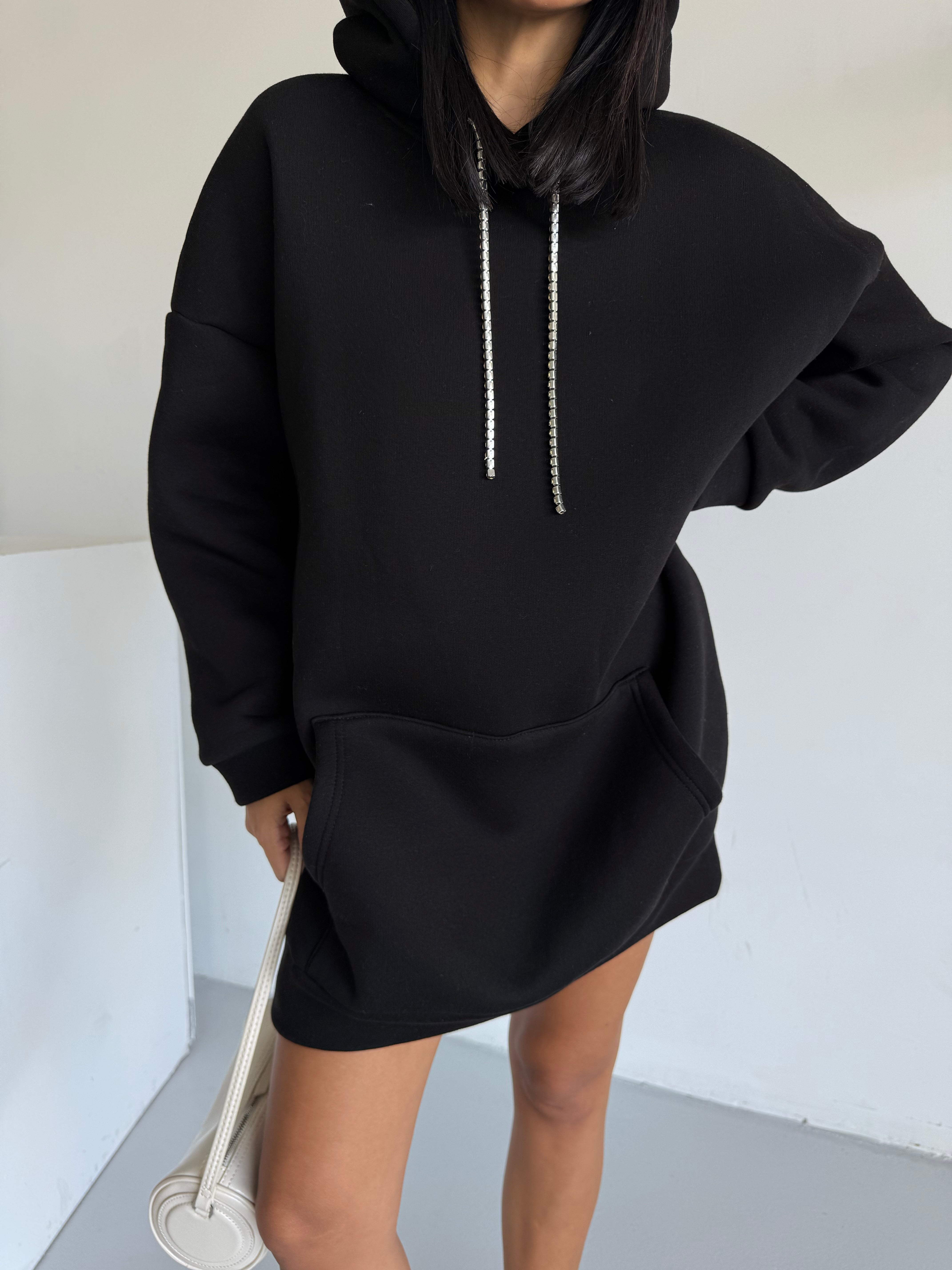 SWEAT ELBİSE - SİYAH