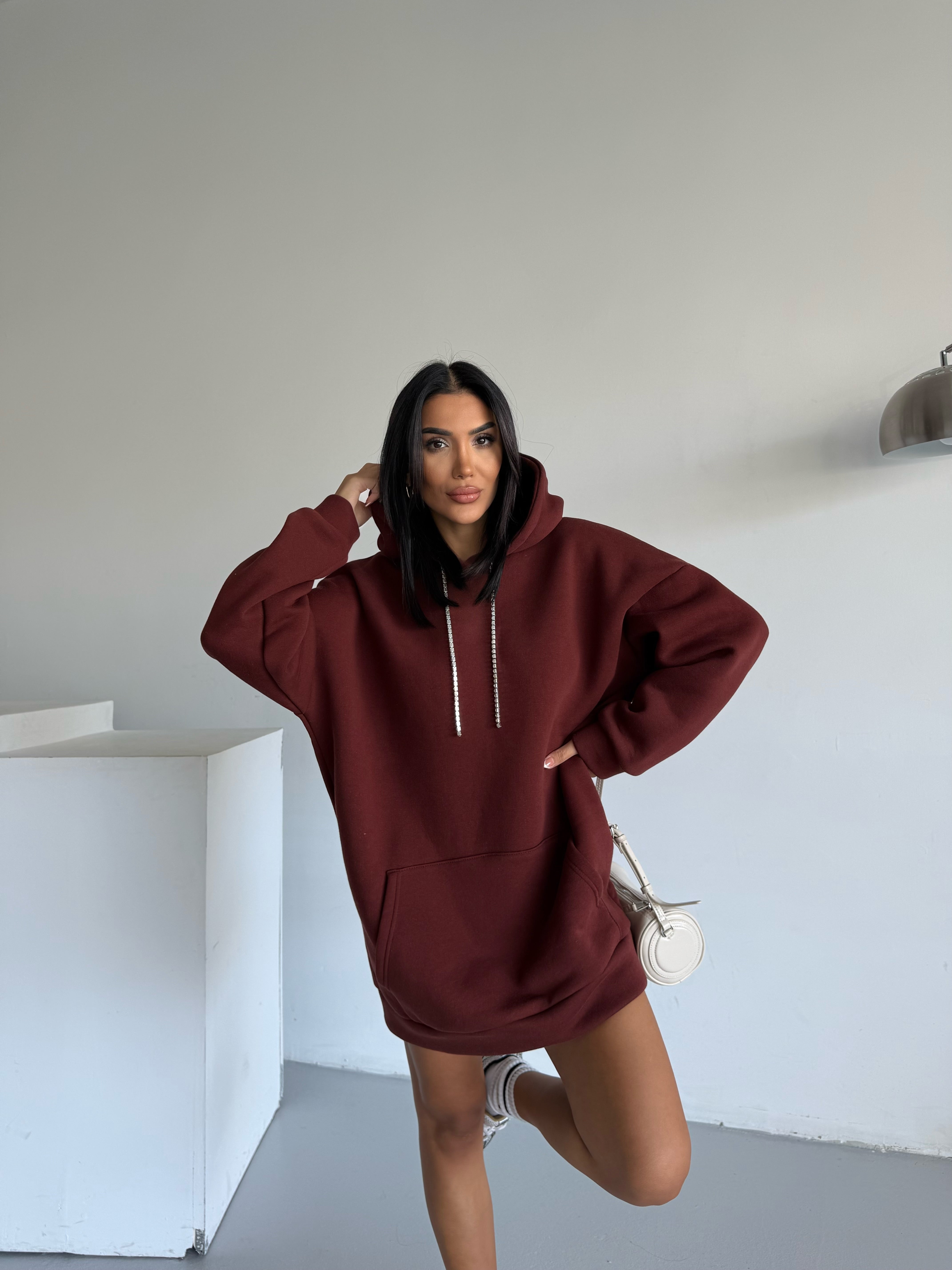 SWEAT ELBİSE - KAHVE