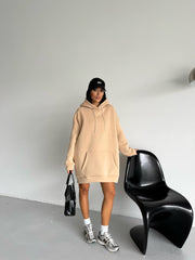 SWEAT ELBİSE - BEJ