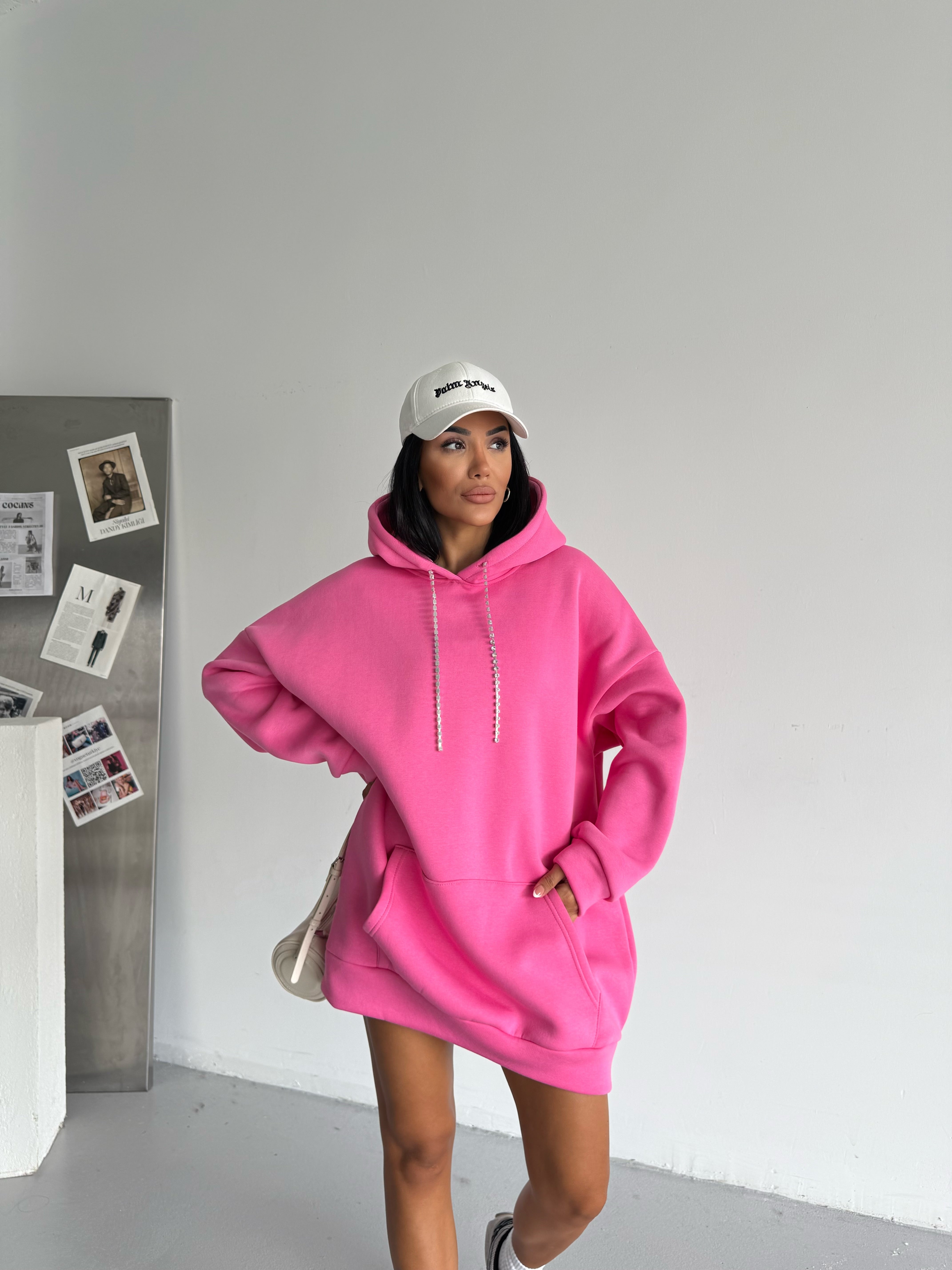 SWEAT ELBİSE - PEMBE