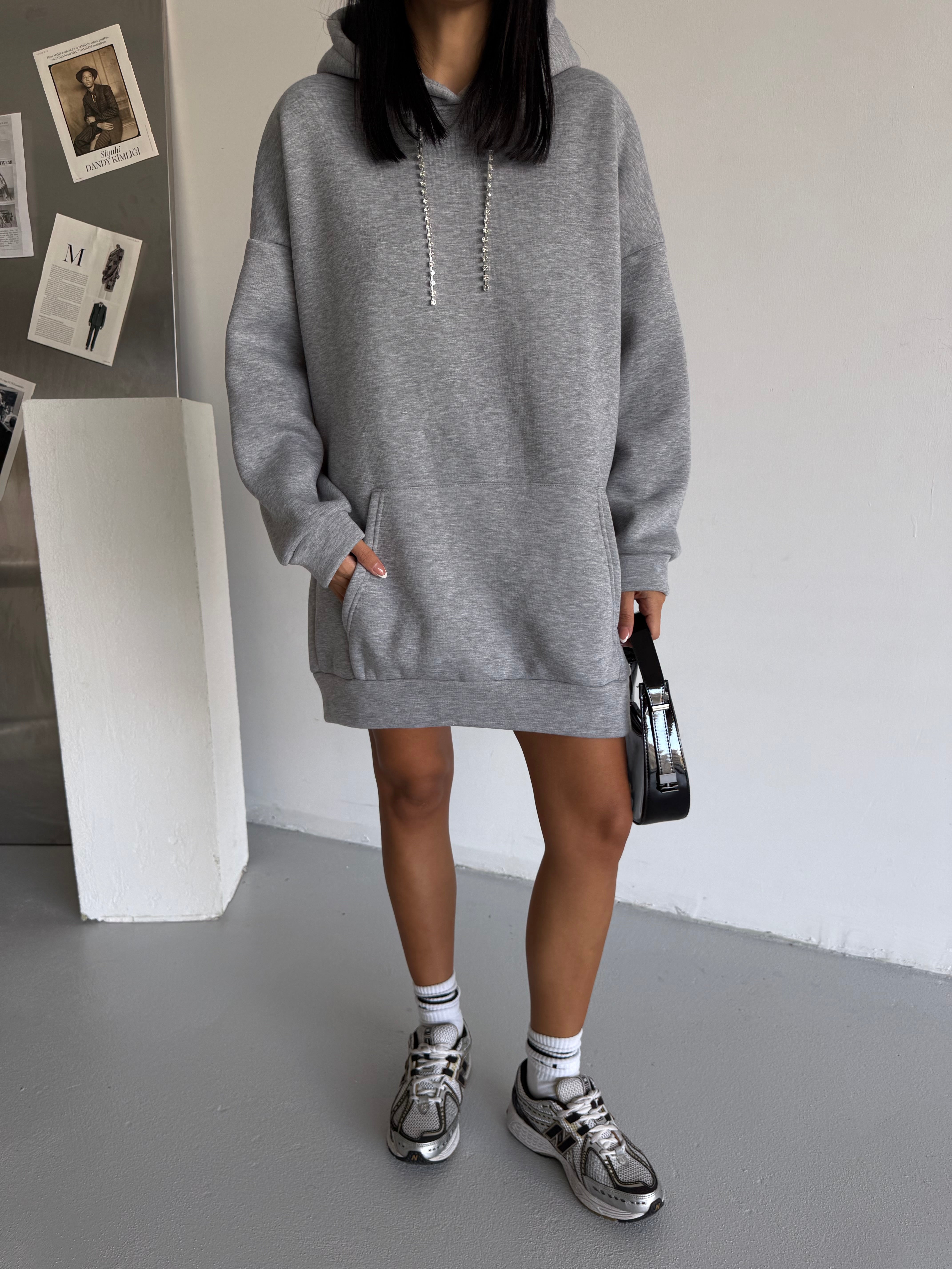 SWEAT ELBİSE - GRİ