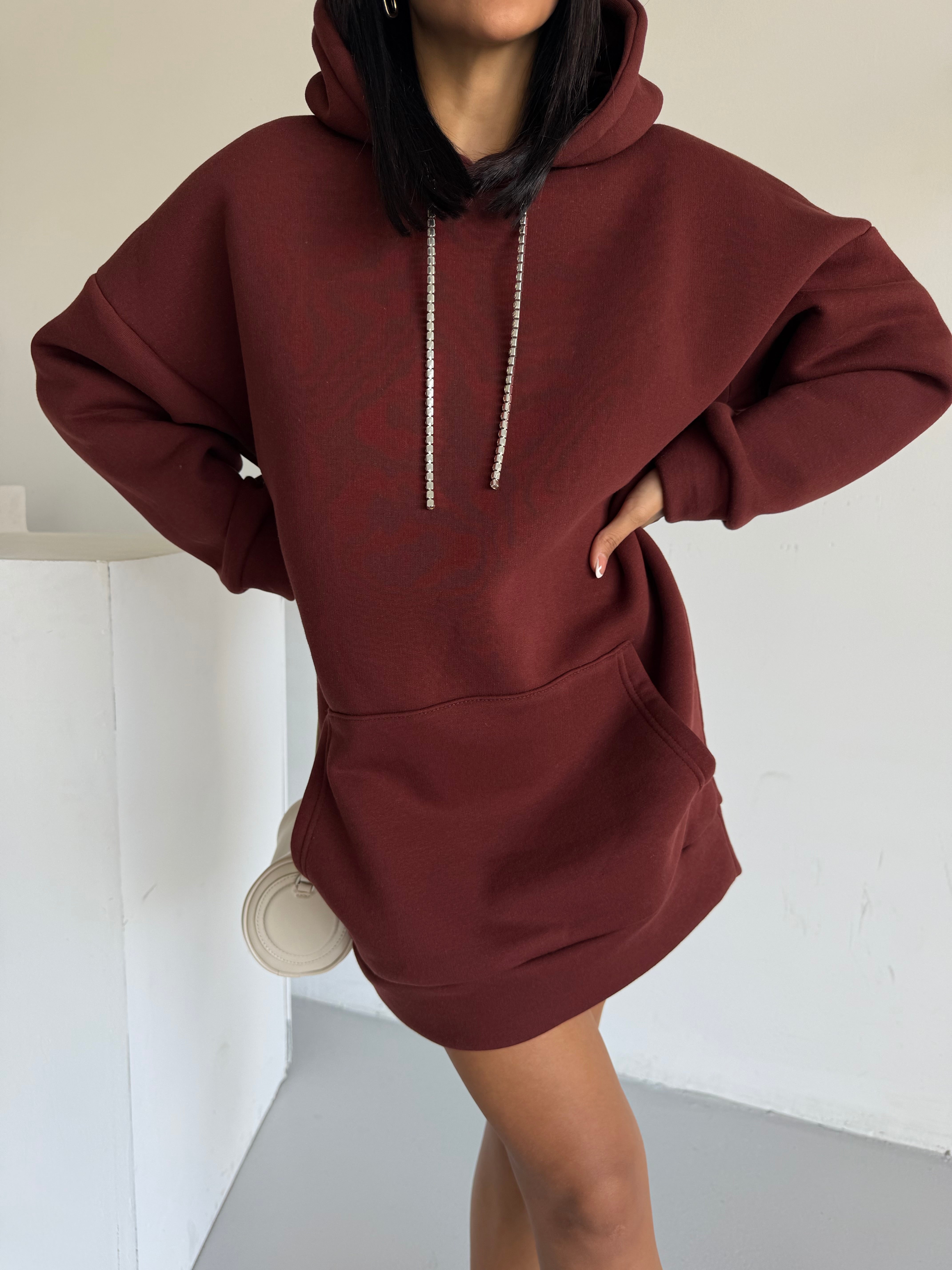 SWEAT ELBİSE - KAHVE