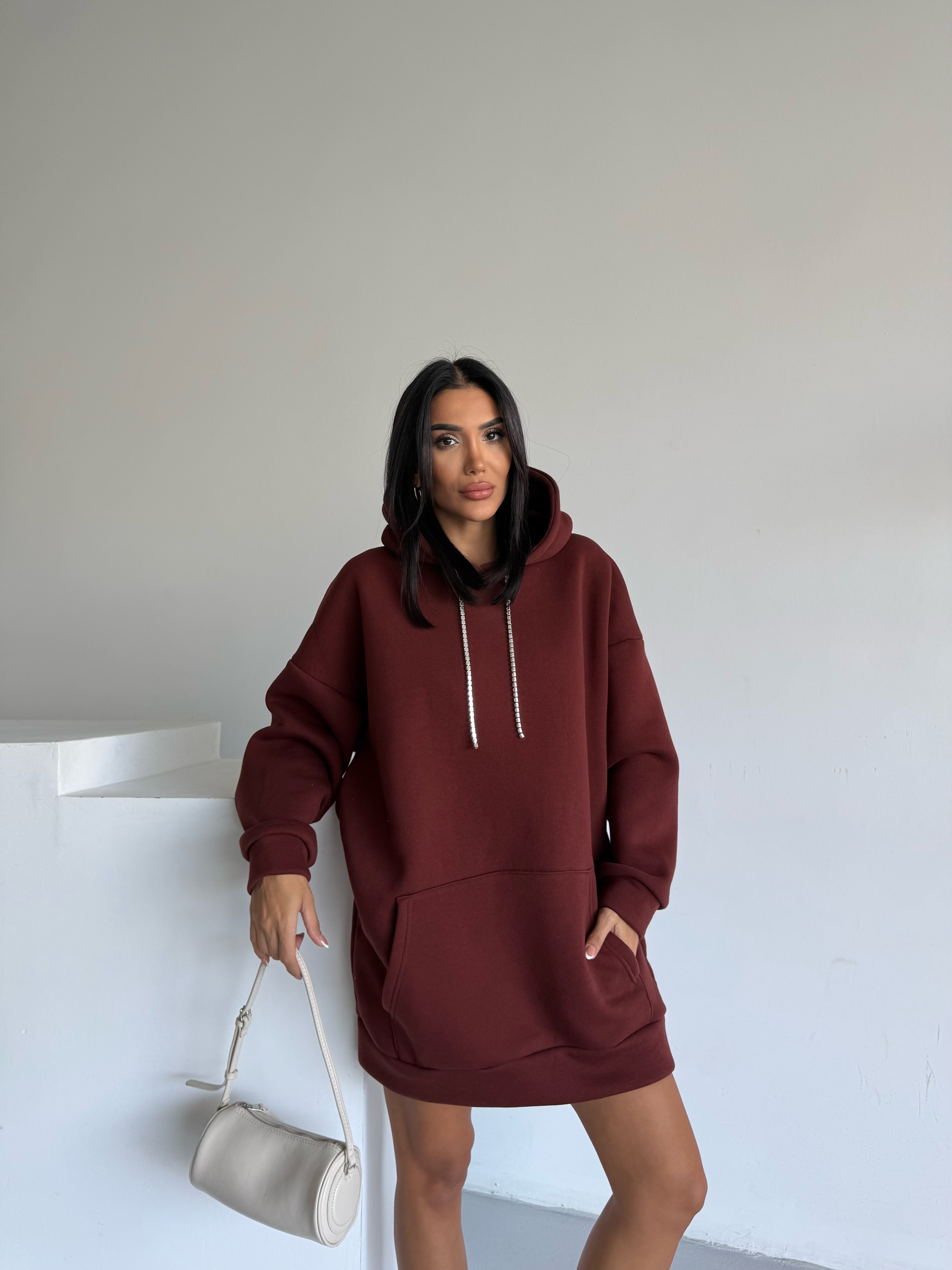 SWEAT ELBİSE - KAHVE