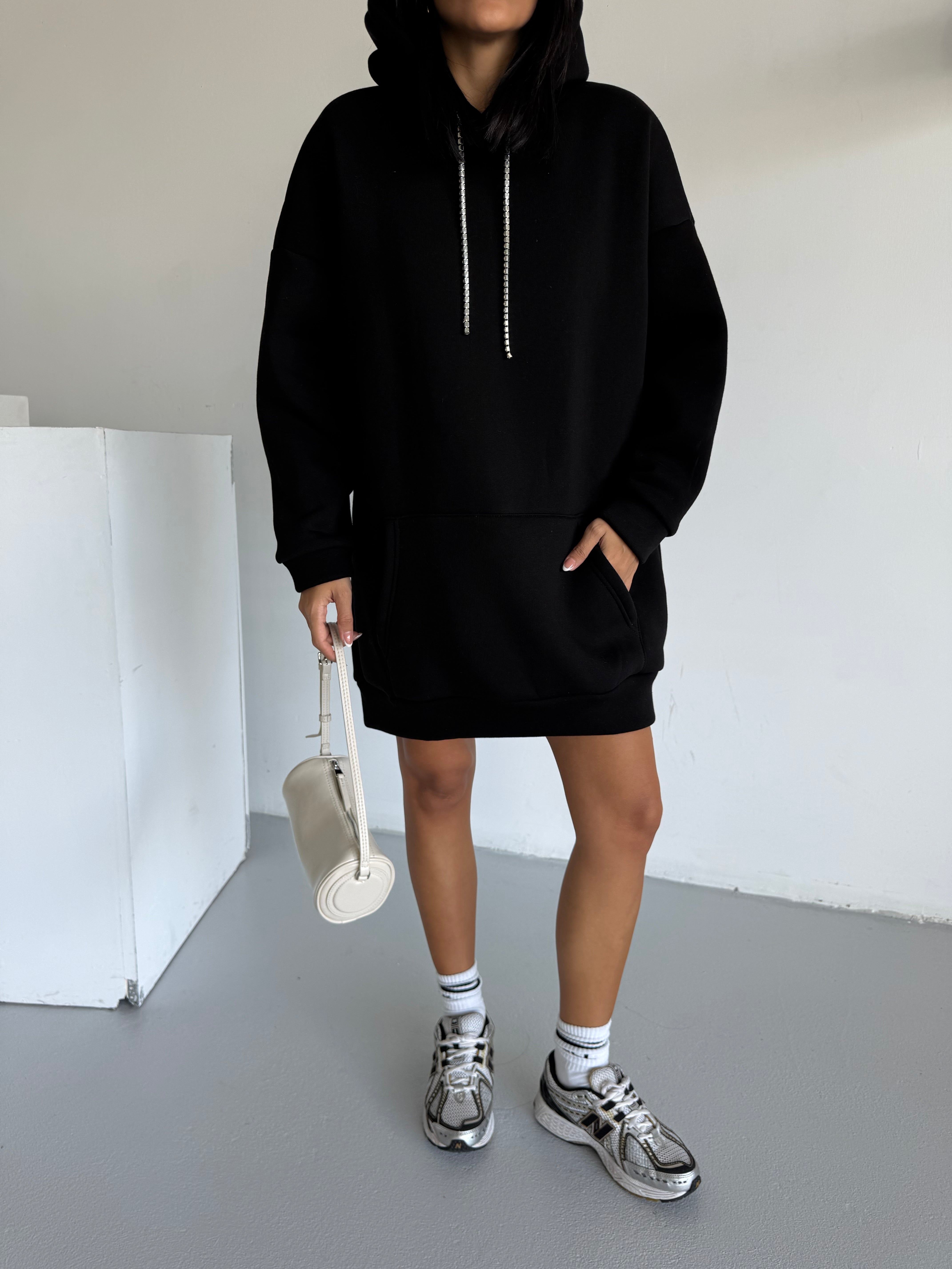 SWEAT ELBİSE - SİYAH