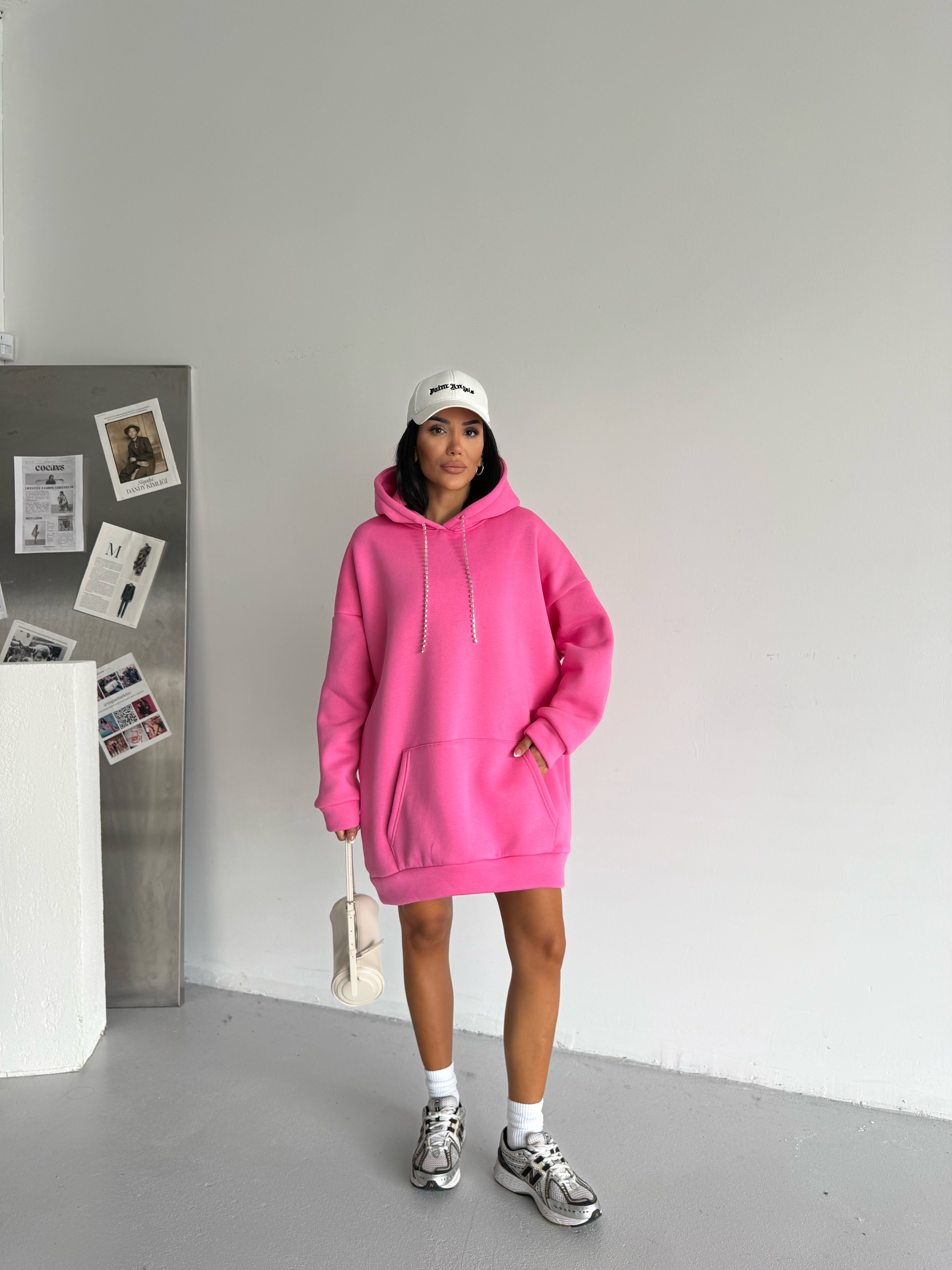 SWEAT ELBİSE - PEMBE