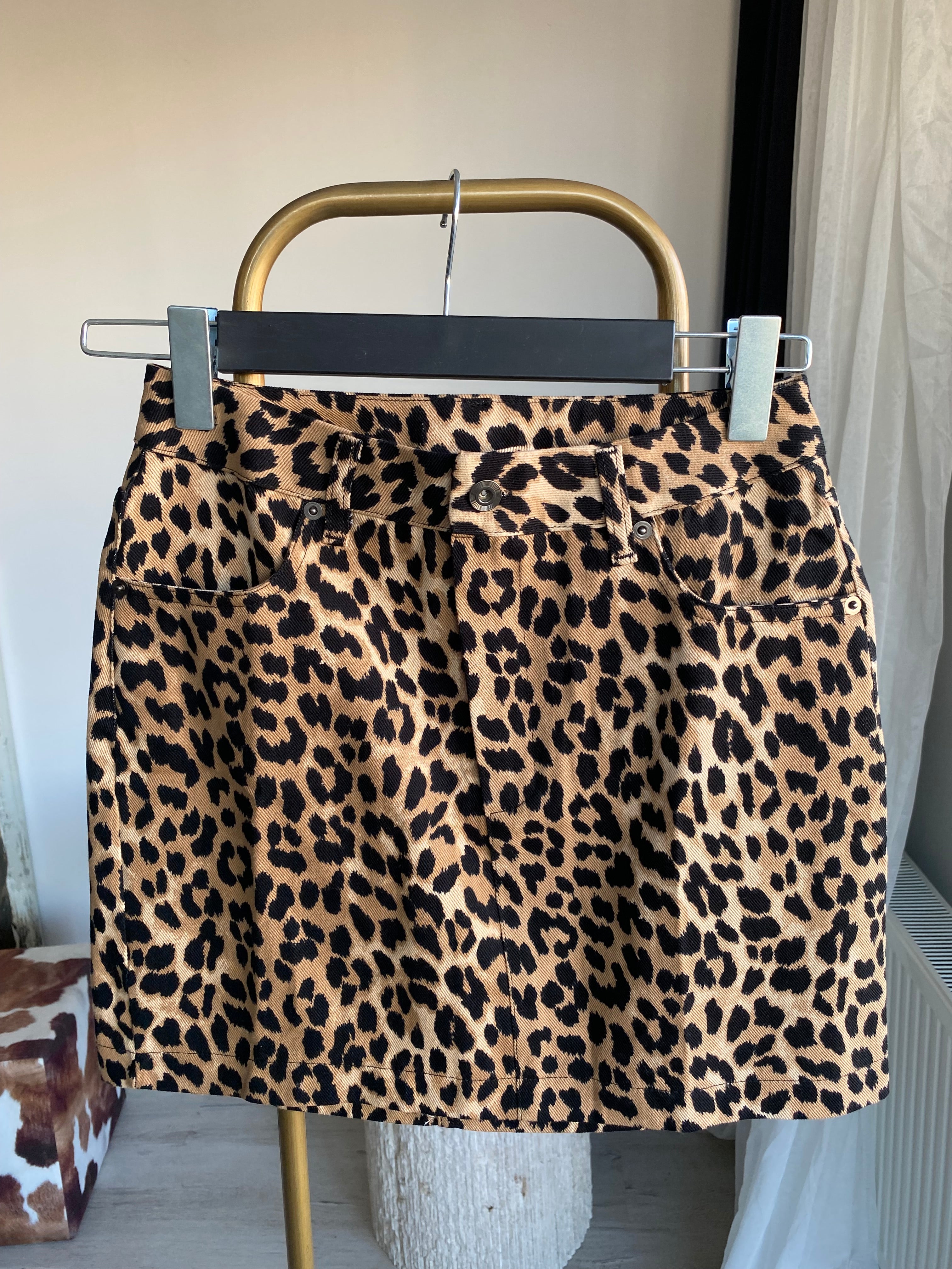 Z’RA Leopar Denim Mini Etek