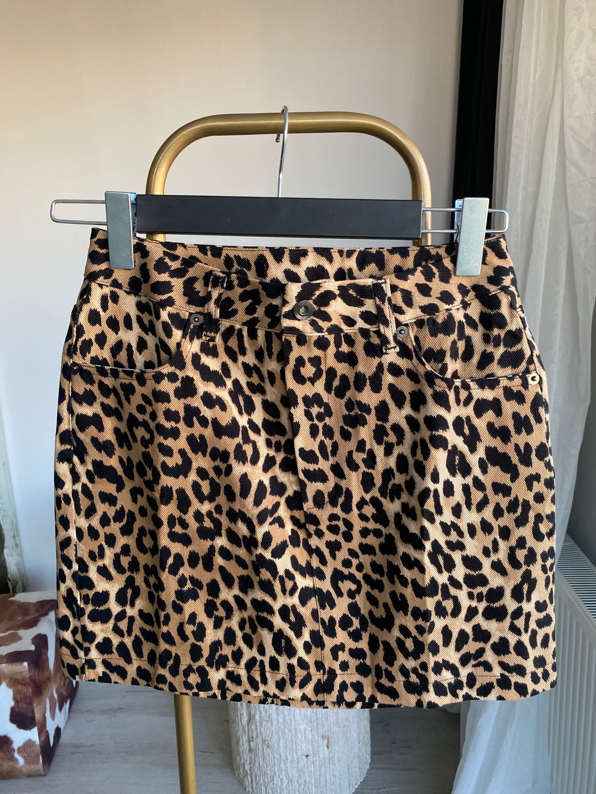 Z’RA Leopar Denim Mini Etek
