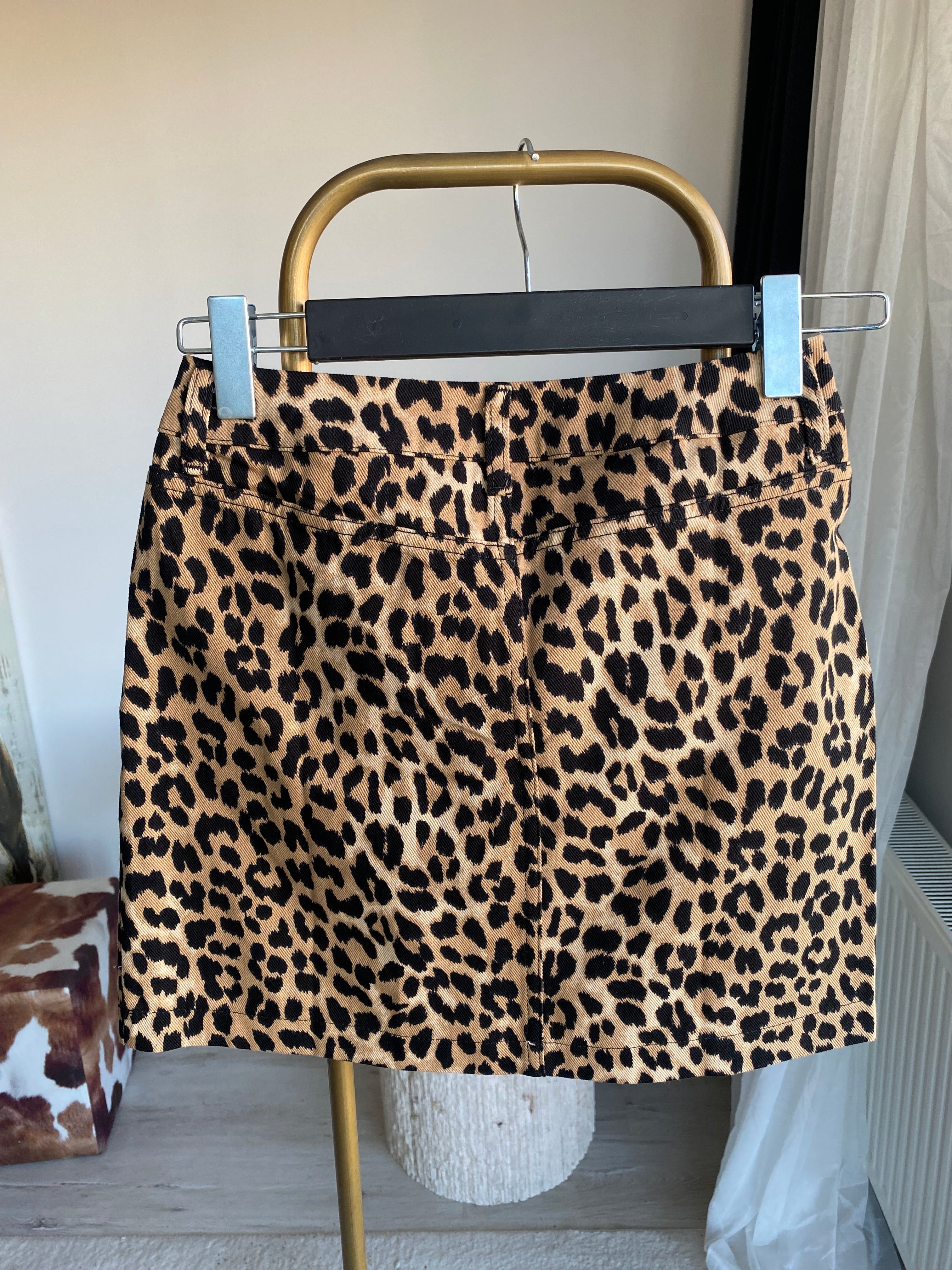 Z’RA Leopar Denim Mini Etek