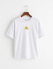 İnci Yaka Detaylı Muz baskılı T-Shirt