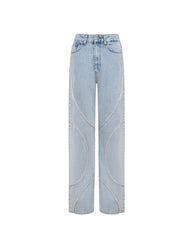 Diamond Curve: Kristal Şerit İşlemeli Wide-Leg Jean