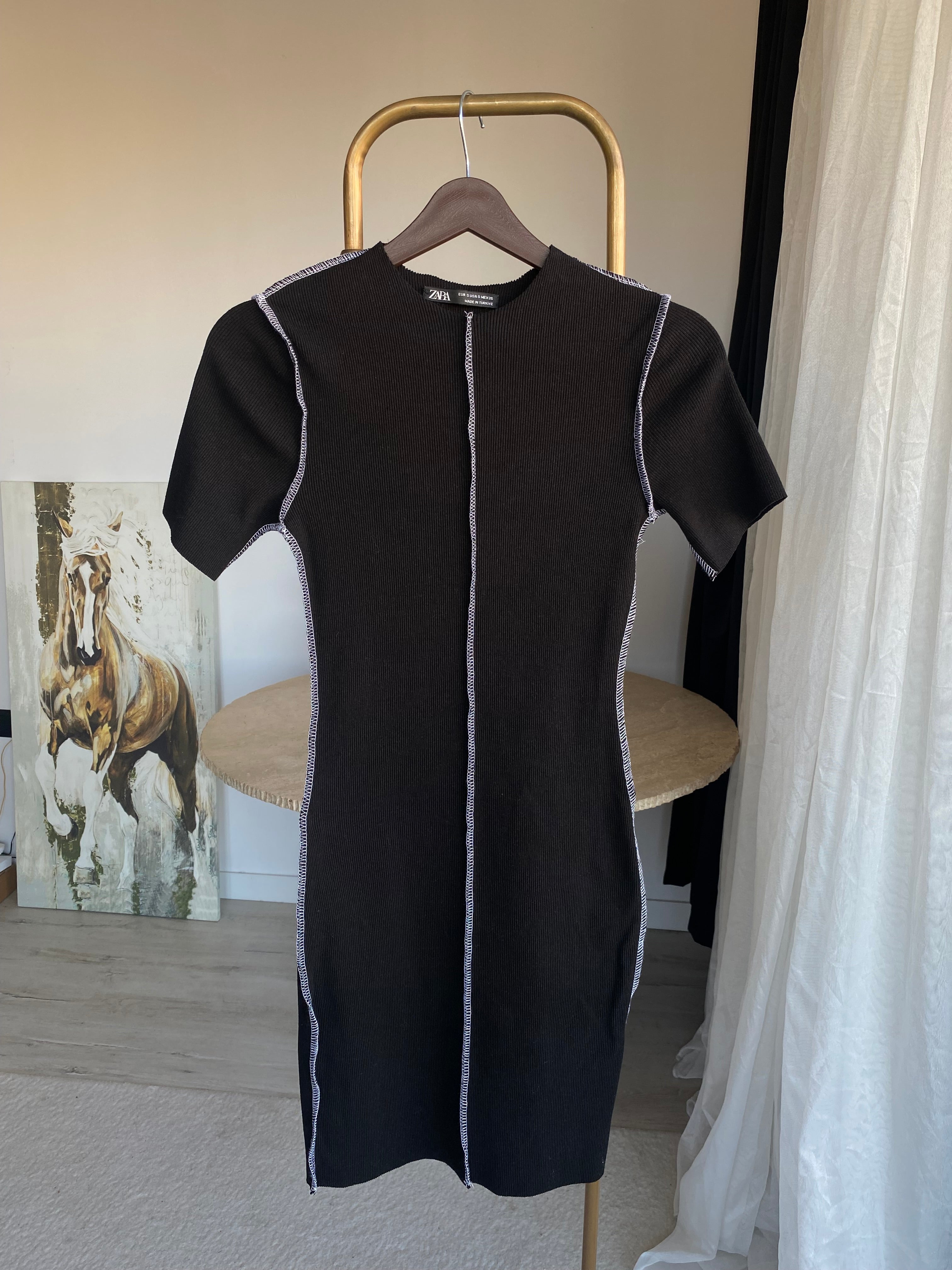 Z’RA Dikiş Detaylı Mini Elbise -Siyah