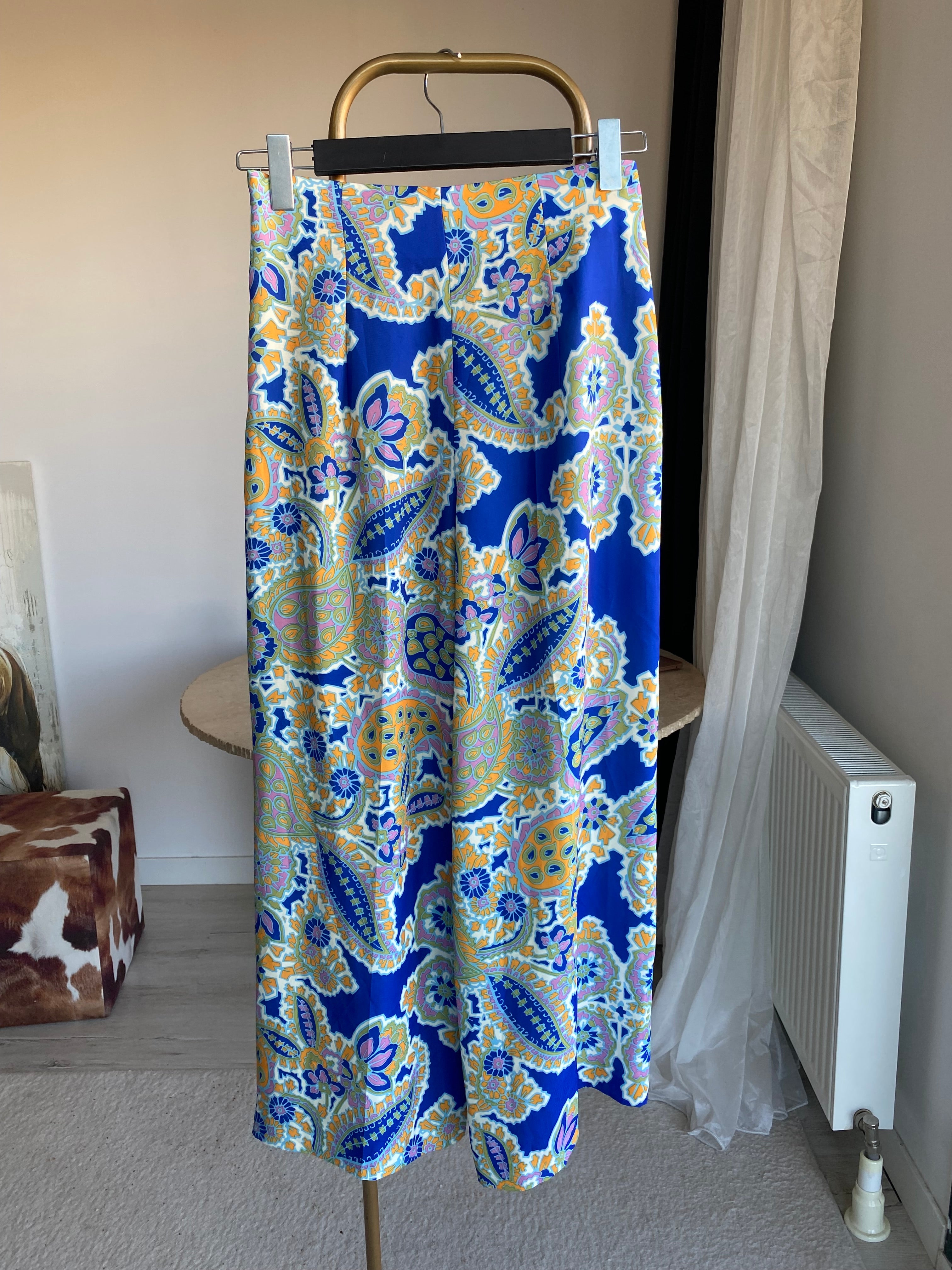 Z’RA Desenli Saten Geniş Paça Pantolon