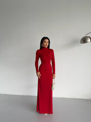 DIANA MAXI BALIKÇI YAKA ELBİSE - KIRMIZI