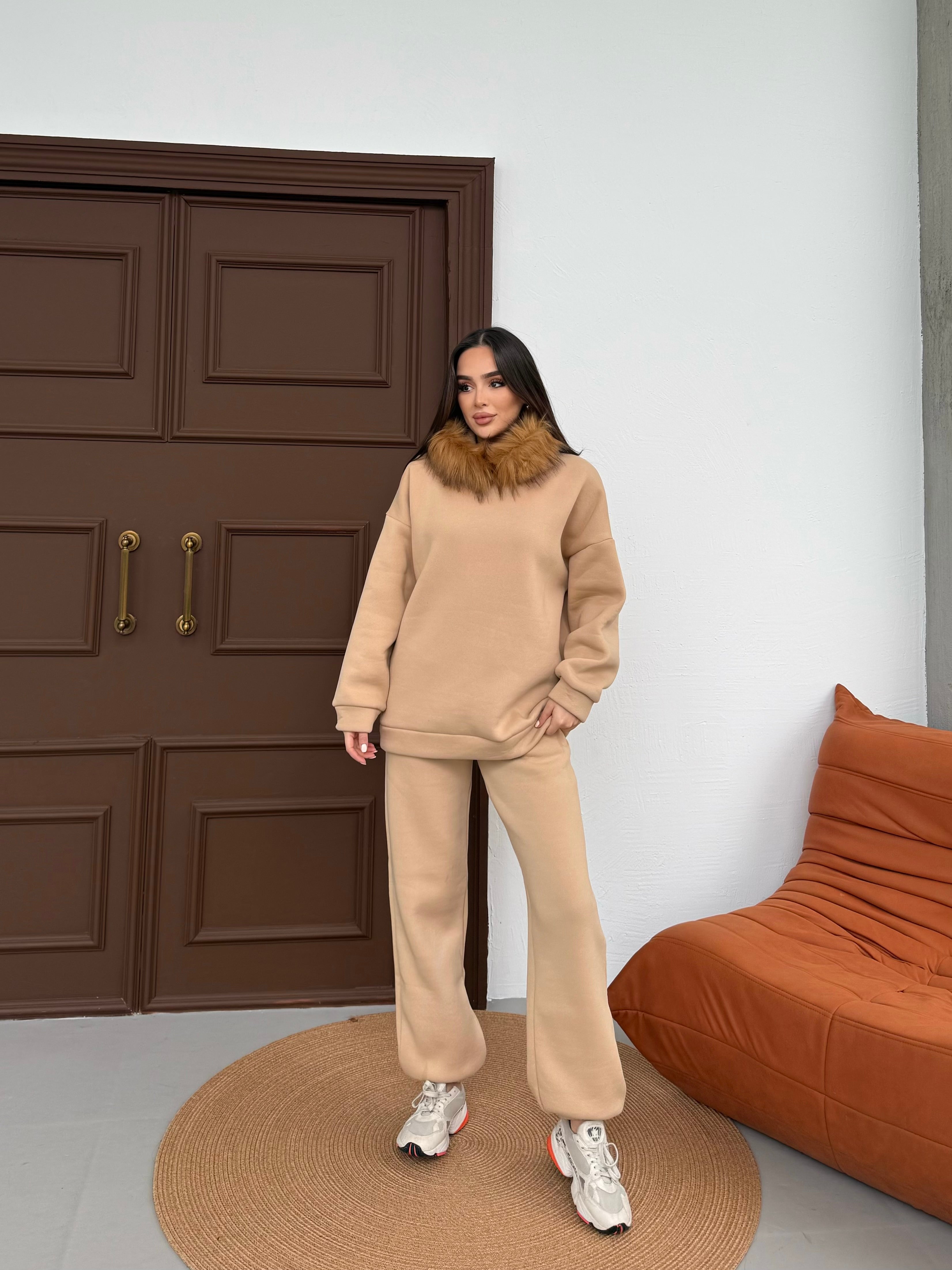 PAMELA KÜRKLÜ EŞOFMAN TAKIMI - BEJ