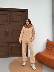 PAMELA KÜRKLÜ EŞOFMAN TAKIMI - BEJ