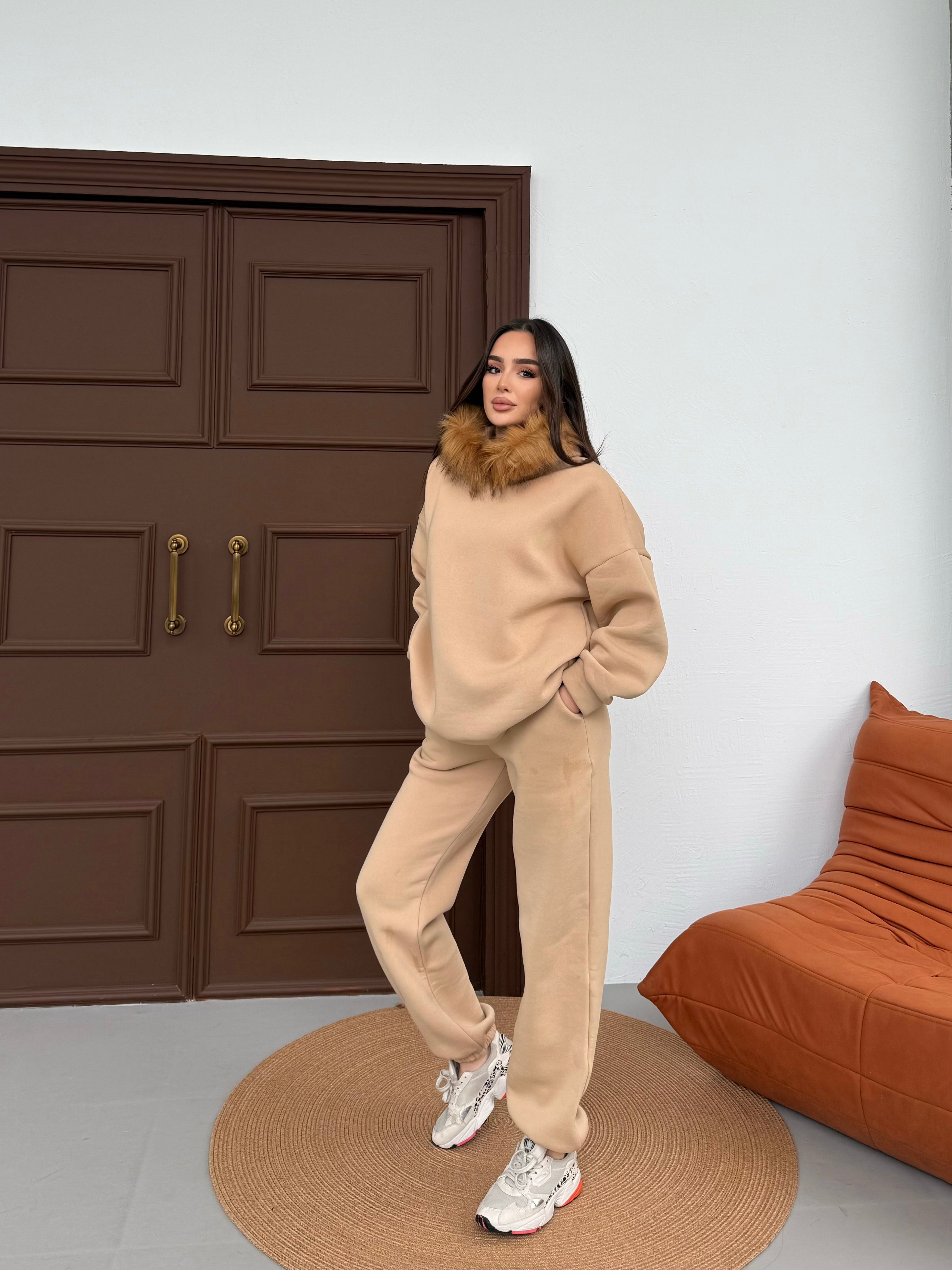 PAMELA KÜRKLÜ EŞOFMAN TAKIMI - BEJ