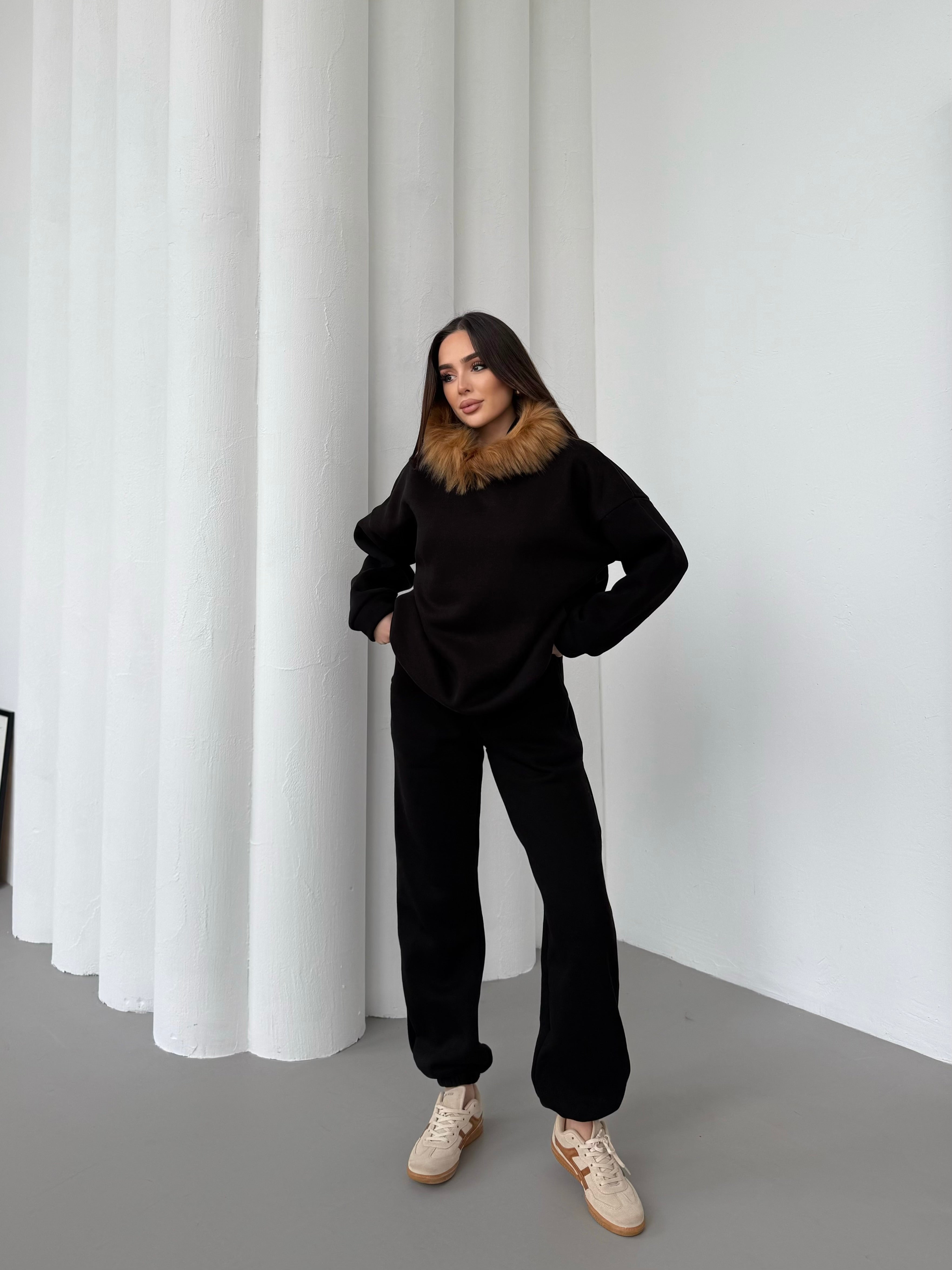 PAMELA KÜRKLÜ EŞOFMAN TAKIMI - SİYAH