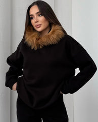 Kürklü Sweat  - Siyah