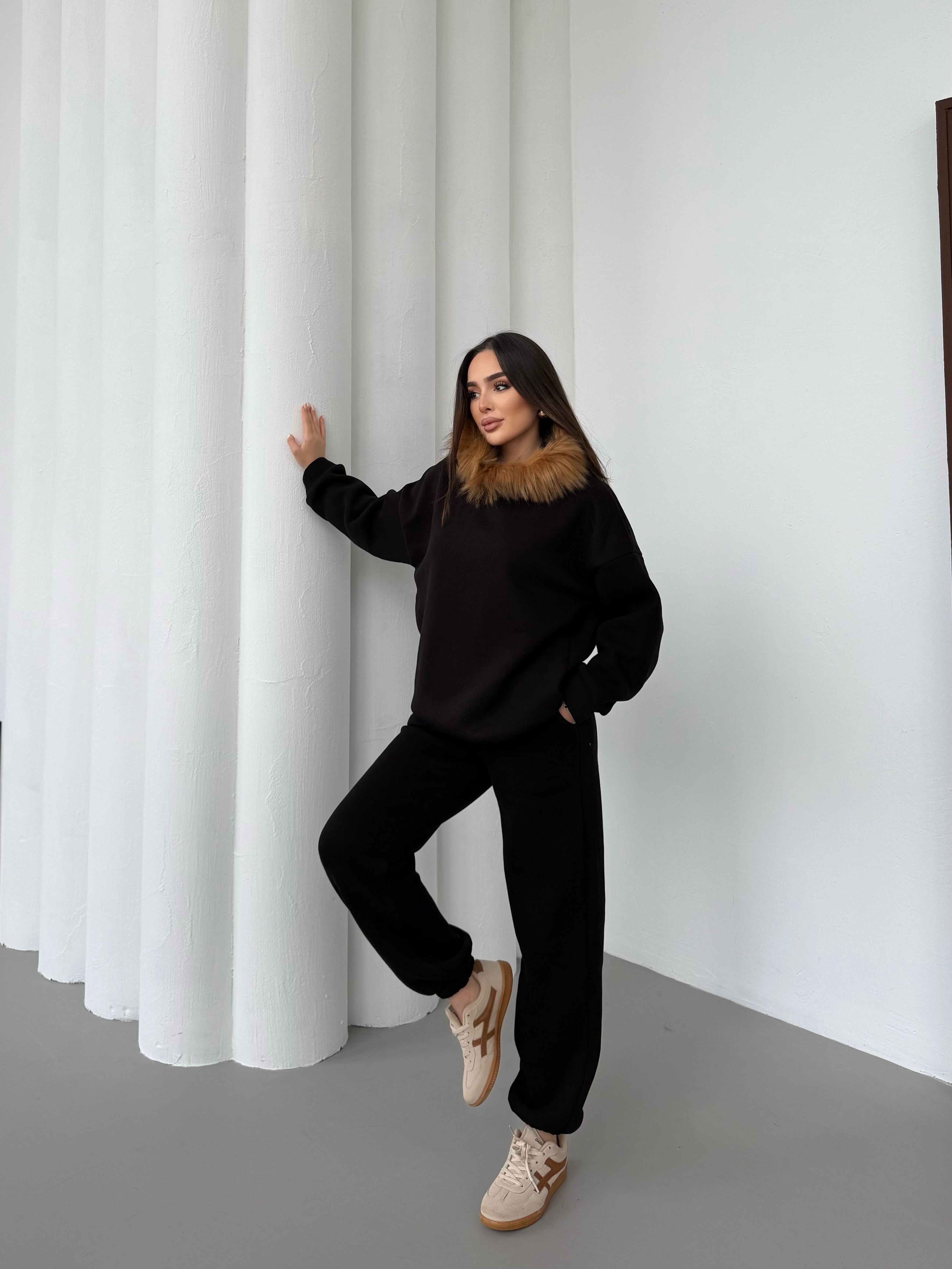 PAMELA KÜRKLÜ EŞOFMAN TAKIMI - SİYAH