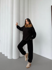 PAMELA KÜRKLÜ EŞOFMAN TAKIMI - SİYAH