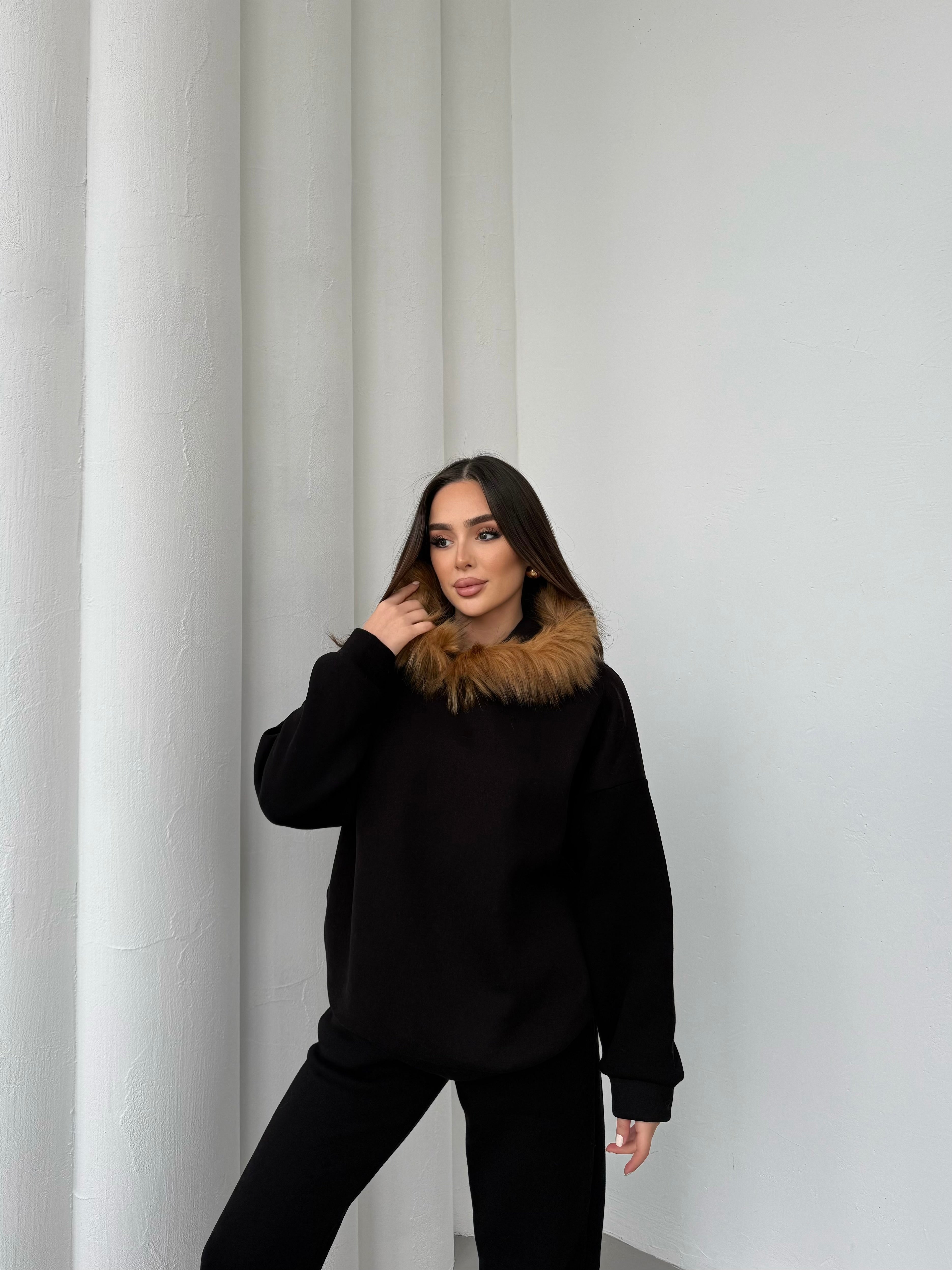 PAMELA KÜRKLÜ EŞOFMAN TAKIMI - SİYAH