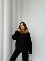 PAMELA KÜRKLÜ EŞOFMAN TAKIMI - SİYAH