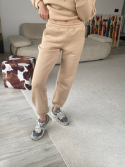 3 İplik Şardonlu Cepli Eşofman Altı - Bej