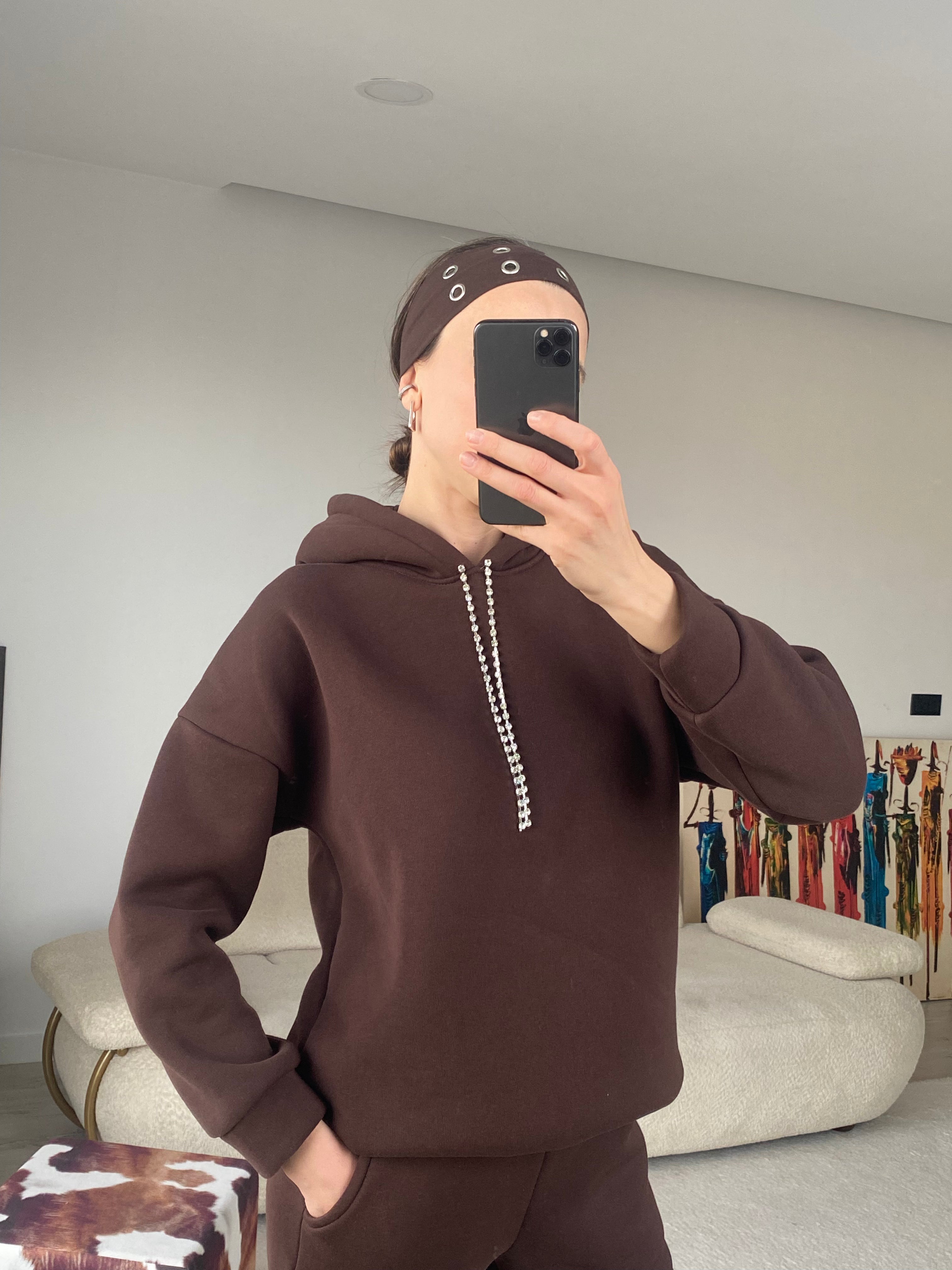 Sweat Mücevher İpli - Kahverengi